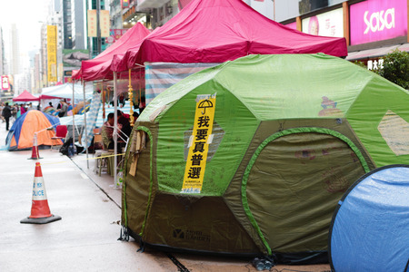 Umbrella Revolution in Mong Kokのeditorial素材