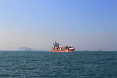 cargo ship is in portのeditorial素材