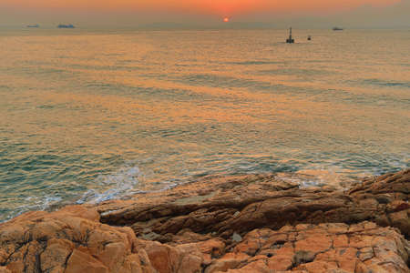 West Lamma Channel of sunsetの写真素材