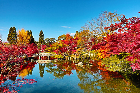 Japanese garden of Eikando Zenrinji temple in autumn, Kyoto, Japan.の写真素材