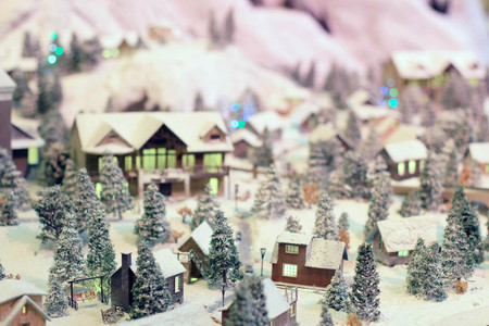 miniature model train set rural landscapeの写真素材