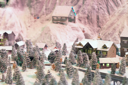 miniature model train set rural landscapeの写真素材