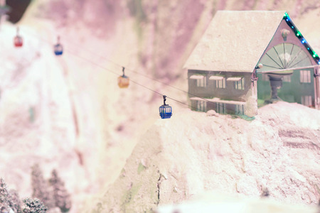 miniature model train set rural landscapeの写真素材