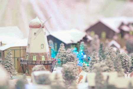 miniature model train set rural landscapeの写真素材