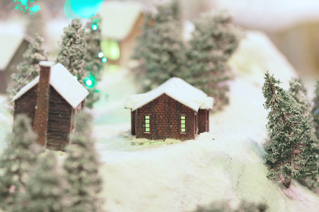 miniature model train set rural landscapeの写真素材