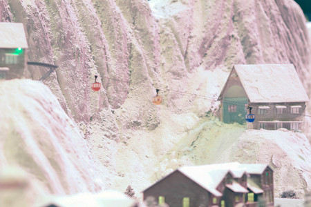 miniature model train set rural landscapeの写真素材