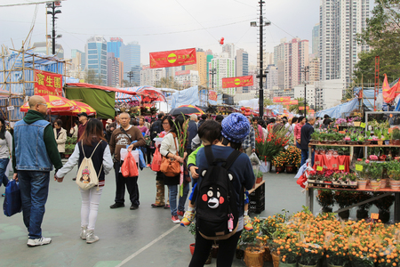 festival crowd in CNY flower market in victoria parkのeditorial素材