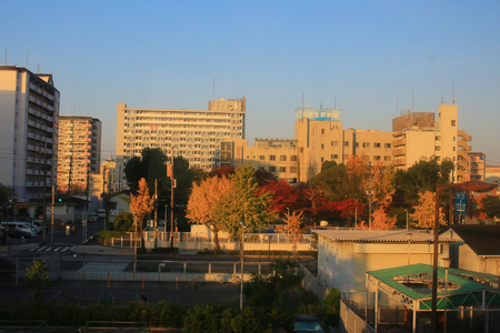osaka city view by trainのeditorial素材