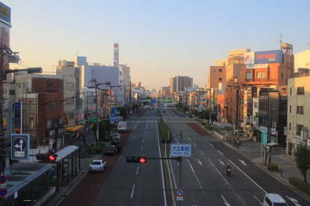 osaka city view by trainのeditorial素材
