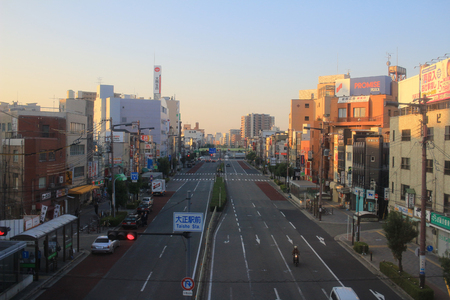 osaka city view by trainのeditorial素材