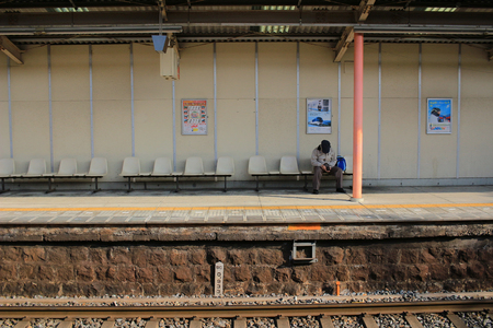 Local rail train in Kyoto, Japan.のeditorial素材