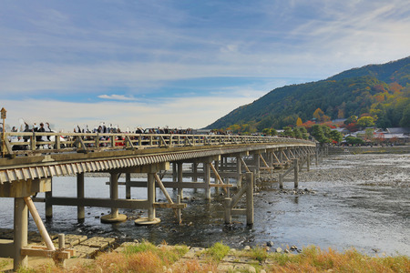 Arashiyama famous bridge, Kyoto, Japanの写真素材