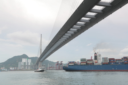 a Stonecutters Bridge and the Tsing sha highwayのeditorial素材