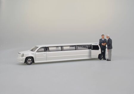 the business man with limosineee carの写真素材