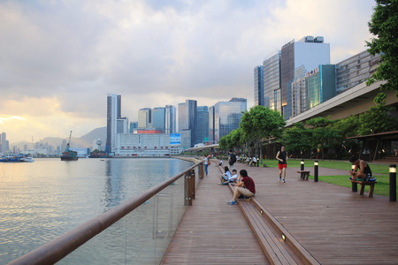 the Kwun tong promenade, hong kongのeditorial素材
