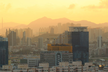 the urban at sunset, Hong Kongの写真素材