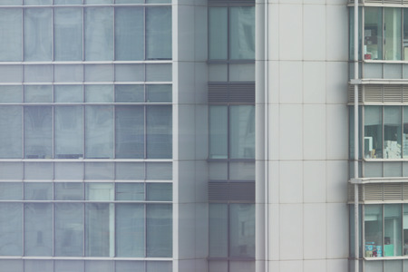 a modern glass buildings in hong kongの写真素材