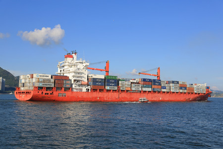 Cargo ship passing the East Lamma Channel hk