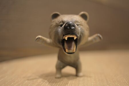 a plastic bear toy on back groundの写真素材