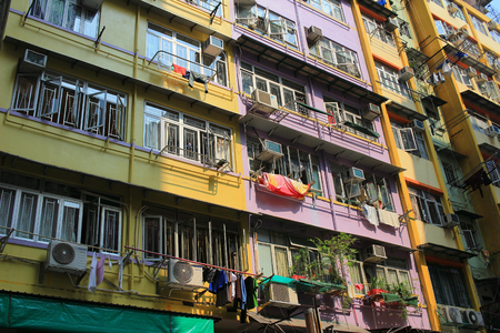 the Tong lau old house at hong kong ,mong kokのeditorial素材
