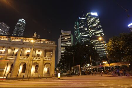 the Legislative Council Building, Hong Kong at nightのeditorial素材