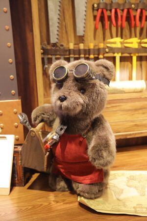 the lovely  bear toy decoration at table