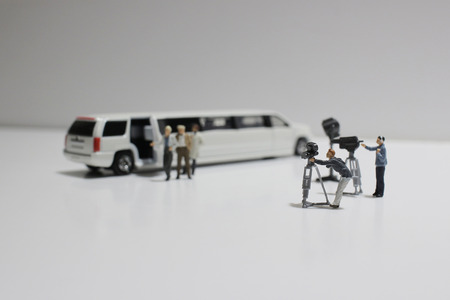 a small figure wedding with car and photographerの写真素材