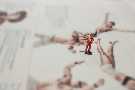 the fun of figure in miniature worldの写真素材