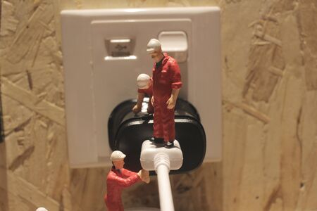 the Miniature people Network Engineers At Workの写真素材