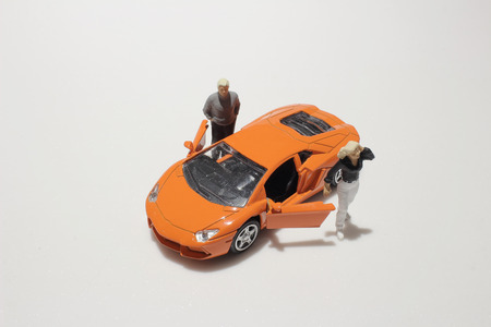 fun of figure in miniature worldの写真素材