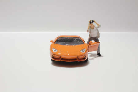 fun of figure in miniature worldの写真素材