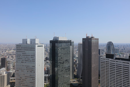 the High-rise buildings and blue sky - Shinjuku, Tokyo, Japanのeditorial素材