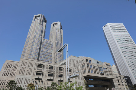 Tokyo Metropolitan Government and Shinjuku skyscrapersのeditorial素材