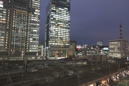 Marunouchi business district and Tokyo station in Tokyoのeditorial素材