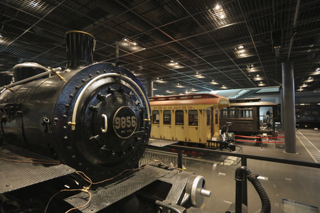 Old trains in railway museum of Omiya, Japanのeditorial素材