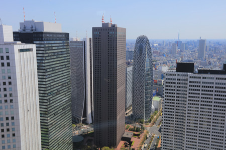the High-rise buildings and blue sky - Shinjuku, Tokyo, Japanのeditorial素材
