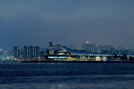 Skyline of Hong Kong victoria habour 2016のeditorial素材