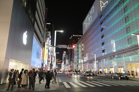 the Landmark of Ginza shopping area at nightのeditorial素材
