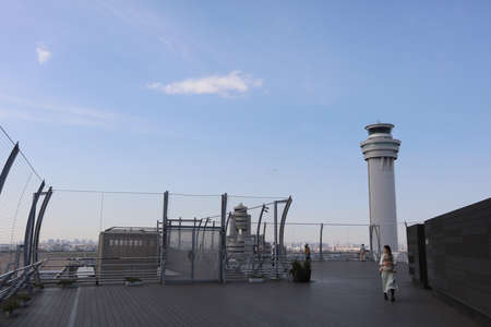 at the observation deck of Haneda International Airportのeditorial素材