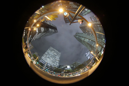 Skyscrapers in Shinjuku at night, Tokyo - Japan.のeditorial素材