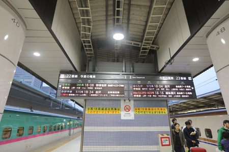 The green Series E5 Shinkansen trainsのeditorial素材