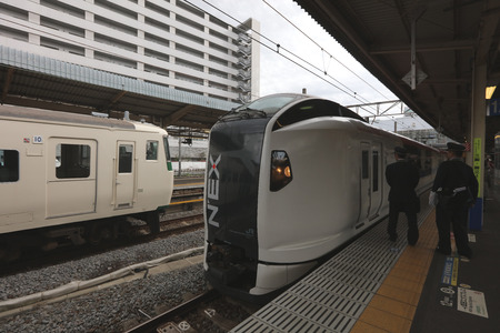 The high speed Narita Express international airport access trainのeditorial素材