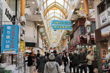 Shopping street with tourists at Nakano tokyo