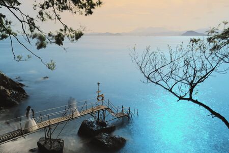 the sunset in hong kong Bathing pavilionの写真素材