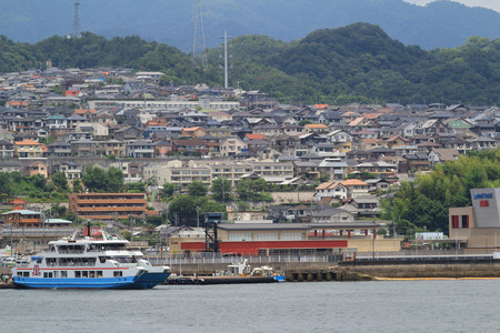 the Miyajimaguchi Town, Hiroshima, Japanのeditorial素材