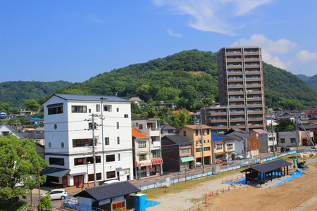 the Hiroshima prefecture, the view from the train windowのeditorial素材