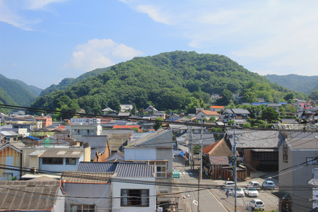 the Hiroshima prefecture, the view from the train windowのeditorial素材