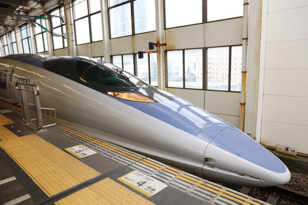 the 500 Series bullet train at Shin Osaka stationのeditorial素材