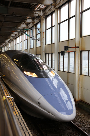 the 500 Series bullet train at Shin Osaka stationのeditorial素材