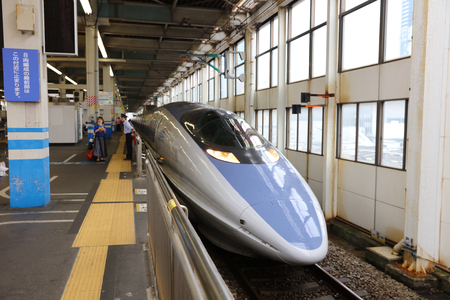 the 500 Series bullet train at Shin Osaka stationのeditorial素材